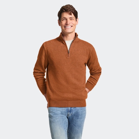 RODD & GUNN Cashmere optim wool 1/4 Half-Zip Sweater pullover merino chocolate - Picture 10 of 12